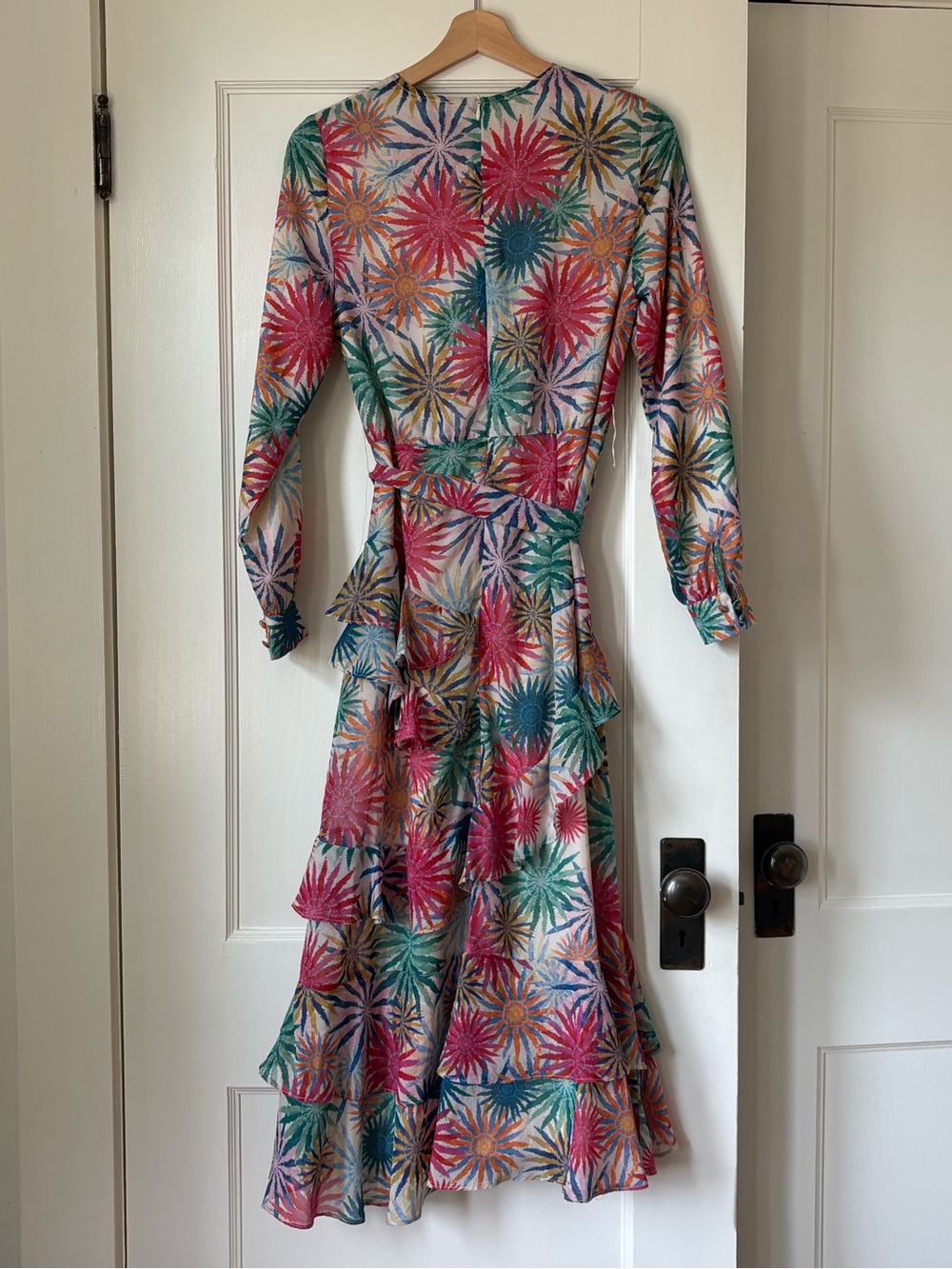 Paper Parachute Multicolor Starburst Long-Sleeve Wrap Midi Dress - Picture 4 of 4